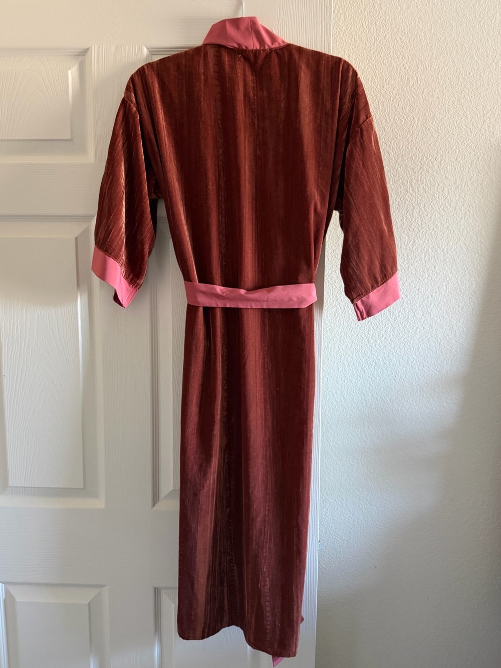 Velvet Two-Tone Robe in Rust & Pink - Picture 2 of 3